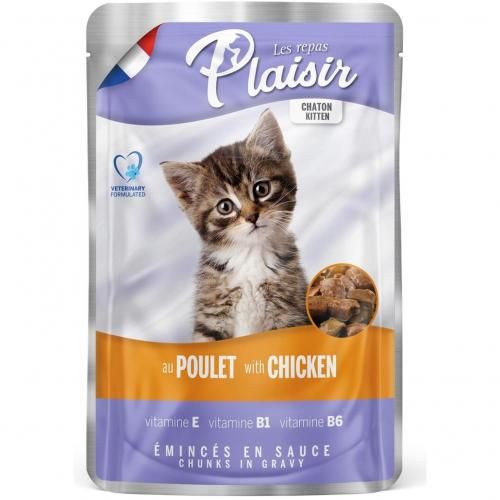 Plaisir Pâté pour Chaton Goût Poulet/Lait Repas Plaisir 100g à prix pas  cher