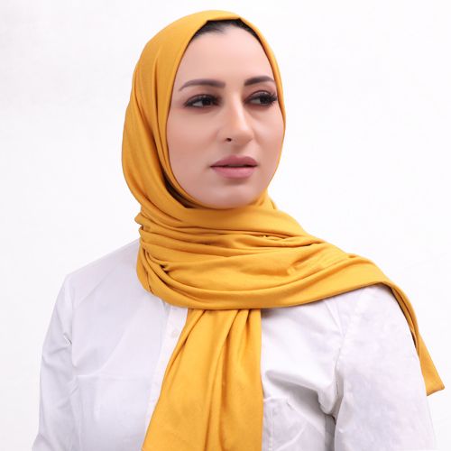 Slide  #1 Foulard Cotton Viscose 180 cm * 70 cm - Jaune Moutarde