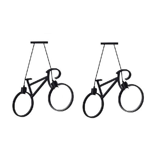 Lot de 2 suspensions pour Bicyclette - Lustre en Fer forgé à 2 lumières image 0