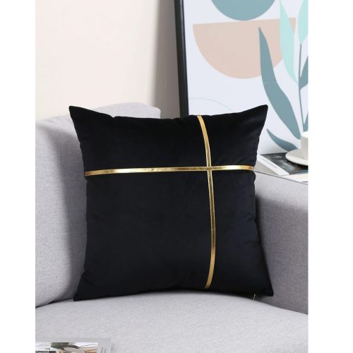 GIEX 2pcs Coussin 40x40cm - décoratif- Noir Doré Velours Doux à prix pas  cher