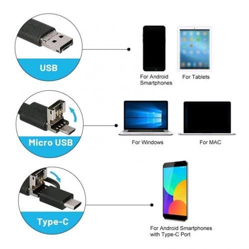 Caméra endoscopique inspection Android smartphone téléphone USB/Micro  USB/Type-C