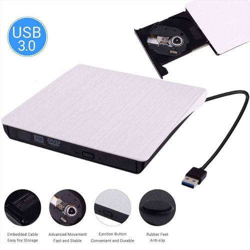 Lecteur CD DVD Externe, USB 2.0 Slim Protable Lecteur CD-RW Externe Lecteur  Graveur DVD-RW pour Ordinateur Portable, Ordinateur Portable, Ordinateur