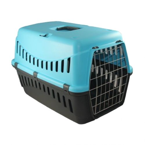 Cage de transport rigide pour chiens ou chats en polypropylène, cage  portable avec tapis, 100% Made in Italy, 76x45h54 cm, couleur grise