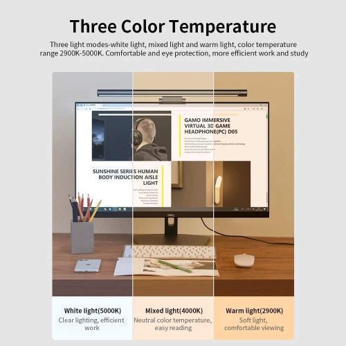 Baseus ScreenBar pour écran Ordinateur 5W - 3 niveaux de Lumiere à prix pas  cher