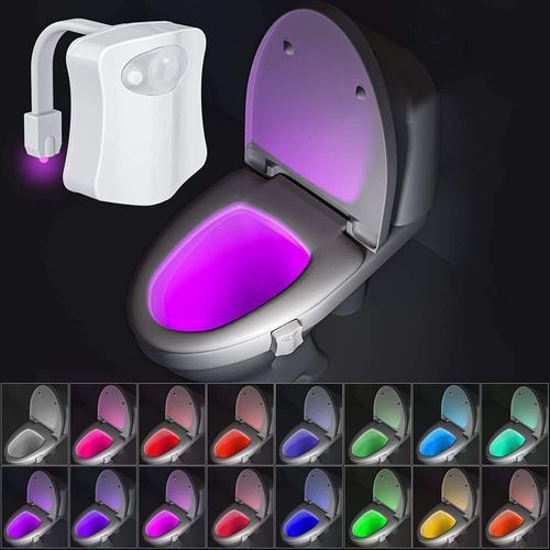 Sans Marque Lampe de toilette LED avec détecteur de mouvement automatique,  16 couleurs changeantes, fonctionnement avec piles à prix pas cher