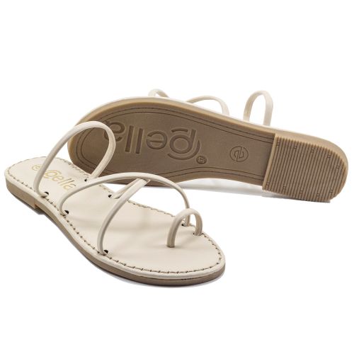 Slide  #3 LC Shoes+ - Claquette LC P4 Beige - Bretelles Croisées - Plateforme - Pour Femme