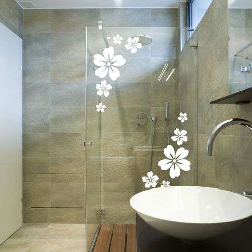 artzy Sticker mural salle de bain fleur - 2pcs 44*25cm - Blanc à