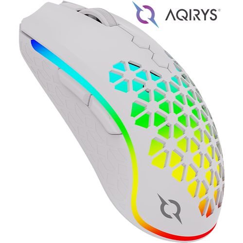 AQIRYS Souris Gamer Polaris White - Double mode (Sans Fil/Filaire) 16000PPP  - RGB Blanc à prix pas cher