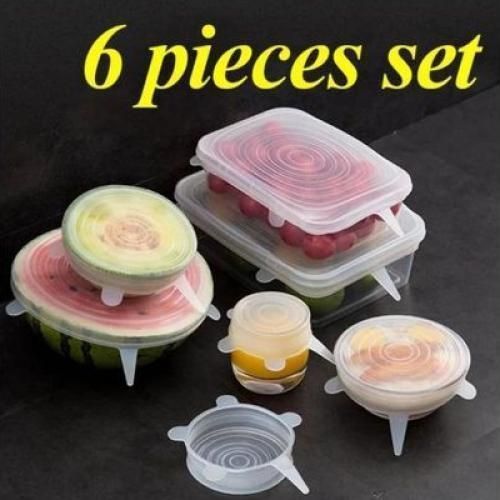 Lot De 6 Couvercles En Silicone Alimentaire Ajustables Et Réutilisables