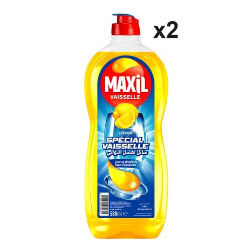 Maxil Lot de 2 Liquide Vaisselle Citron - Lave & Désinfecte Super  Dégraissant - 2 x 680 ml à prix pas cher