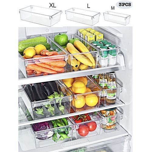 Sans Marque Lot de 3 Rangement frigo-3 organisateurs de Réfrigérateur- 3  Boîtes alimentaire à prix pas cher