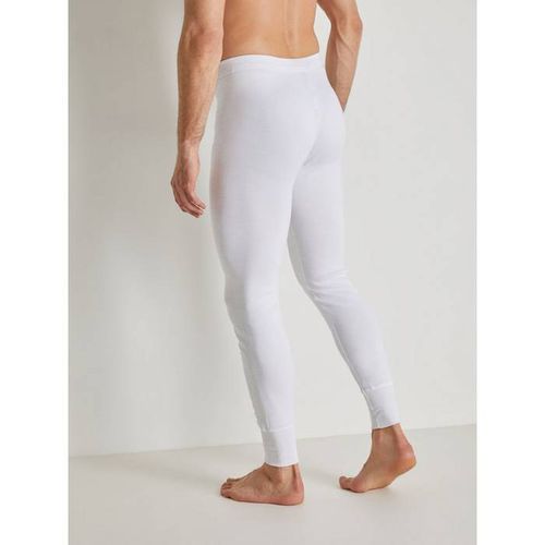 Caleçon long d'hiver pour homme - legging avec braguette - 100% coton -  blanc - L