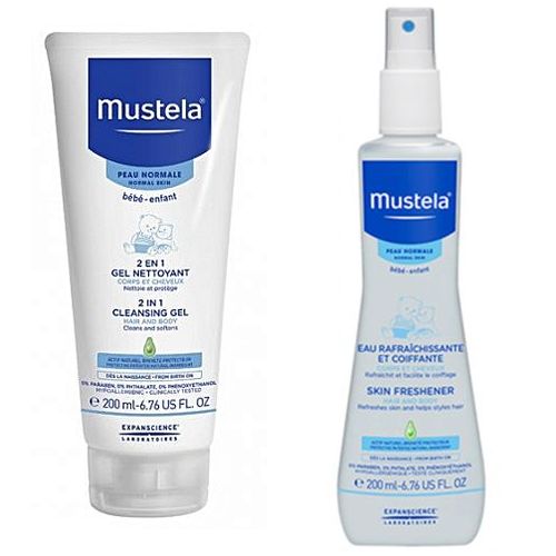 MUSTELLA Eau Rafraichissante Et Coiffante 200ml + 2 en 1 Gel Nettoyant