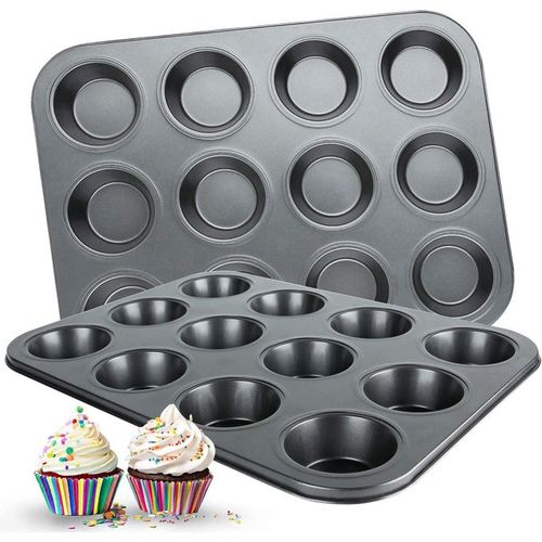 Sans Marque Moule cake - Muffins Cupcakes - 12 trous - Anti