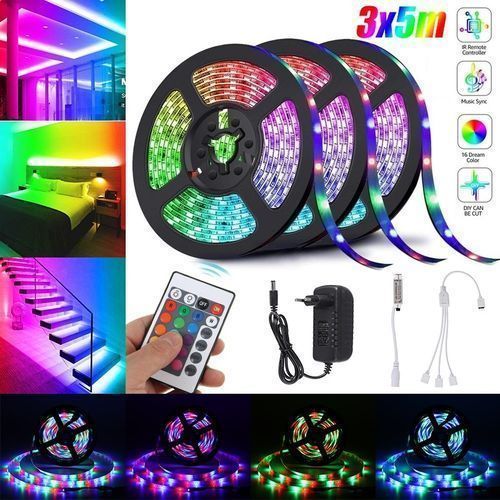 Sans Marque RGB LED Strip Lights - Avec effet multicolore - 5