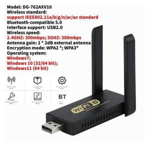 Adaptateur Usb Wifi Bluetooth, 600mbps Dual Band 2.4 / 5ghz Carte réseau  sans fil