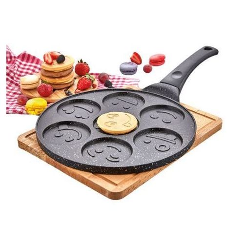 POLOCHEF Poêle Granite à pancakes 28cm - Crêpière Crêpe Smile Face