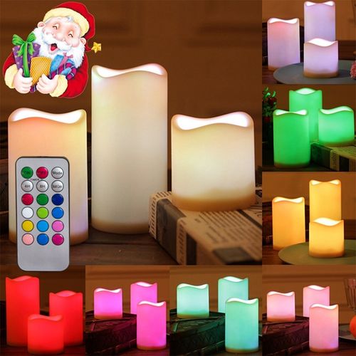 Sans Marque Lot De 3 Bougies LED Multicolore Changeant Avec Télécommande à  prix pas cher