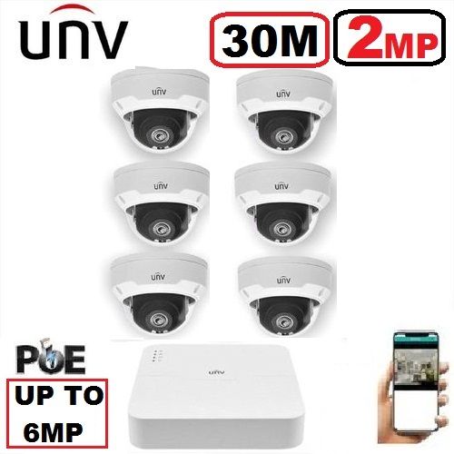 UNV Pack 6 Caméra Surveillance IP POE - 2MP - 30M + NVR 8 - UP TO 6MP image 0