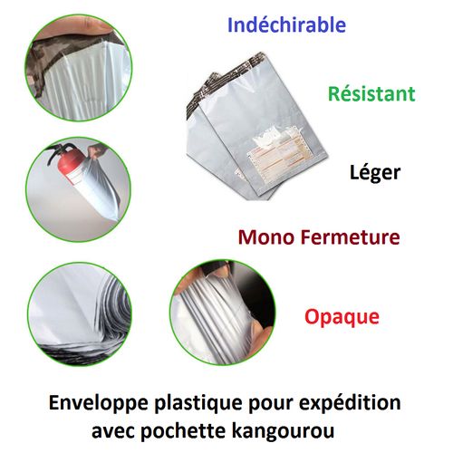 Emballage Services 100 Sac d'expédition 20x30 avec pochette (colis/carton/plastique/scotch/fragile)  à prix pas cher