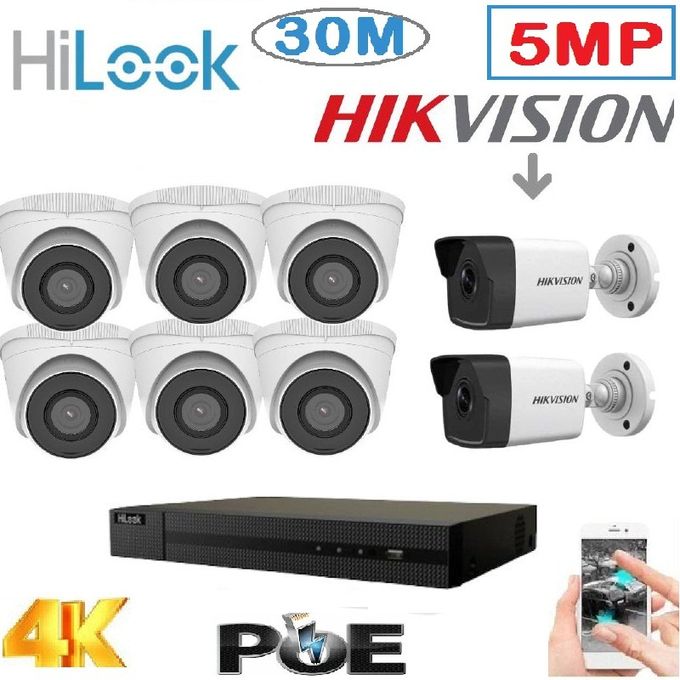 Hilook By Hikvision Pack 8 Caméra surveillance IP POE - 5MP - 30M + NVR 8 - 4K UP TO 8MP image 0