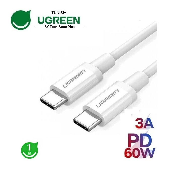 Ugreen Câble USB-C vers USB-C 3A/PD60W - Charge & Transfer de