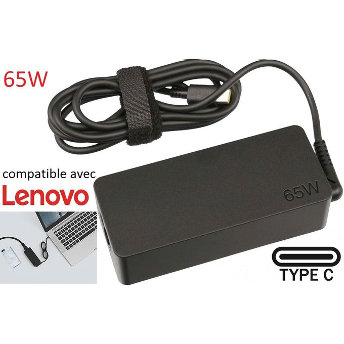 Chargeur Lenovo 65W USB Type-C Adaptateur Secteur pour Ordinateur