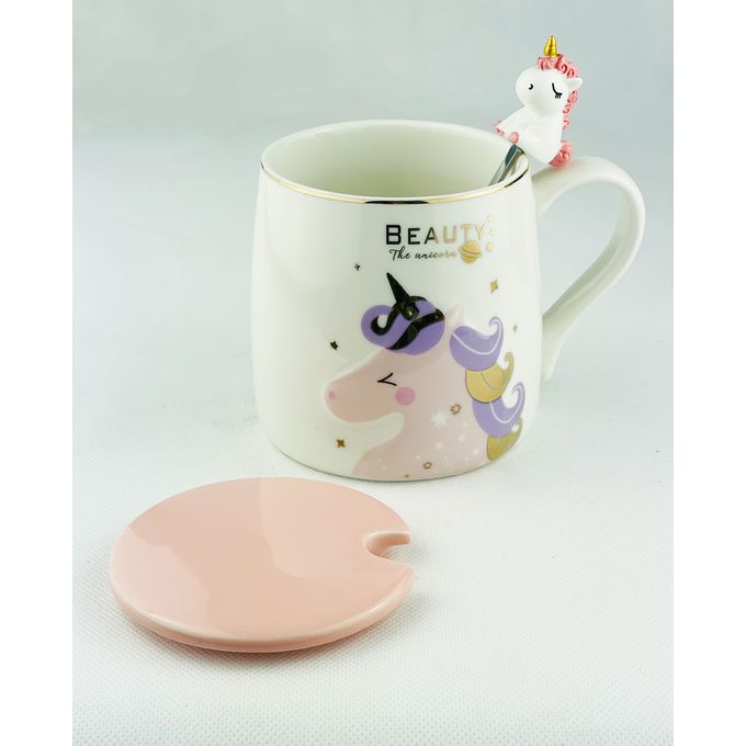 Mug Licorne Mignonne tasse de café en céramique avec une belle cuillère de  licorne, Coupe du matin Café de nouveauté thé Lait Tasse de noël Cadeau