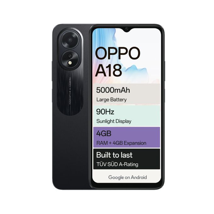 Smartphone OPPO A18 4Go 128Go - Noir