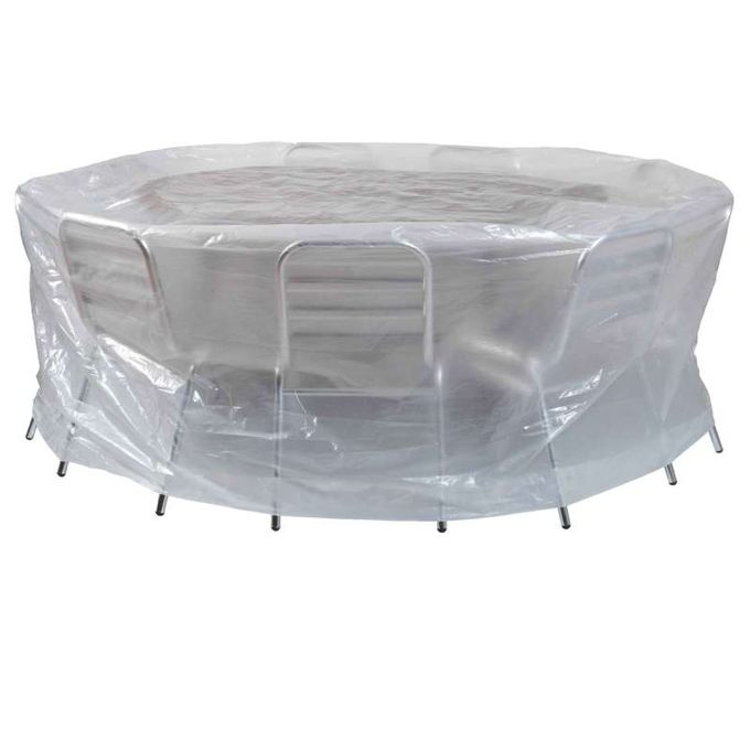 Housse de protection -transparente pour table ronde et chaises - meuble de jardin -∅200x80cm image 0