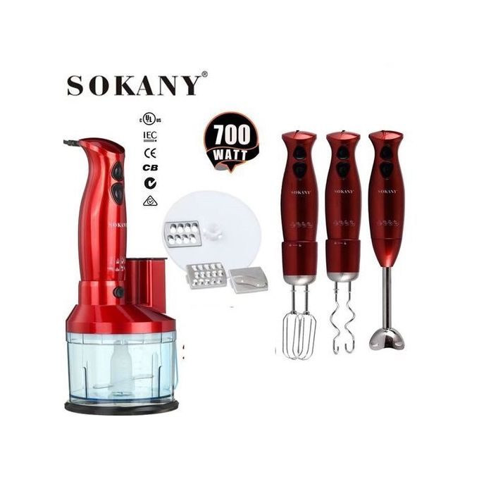 Sokany Mixeur Plongeant Multifonction Robotique PRO-7 En1 -700 W- Rouge&Gris- SM-5011-7 image 0