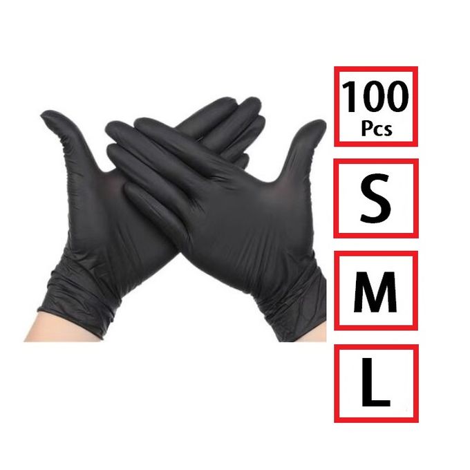 100 Gants Nitrile d'Examen Non Poudré NOIR image 0