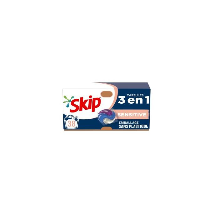 SKIP Lessive capsules 3en1 sensitive peaux sensibles & bébé 38 capsules pas  cher 