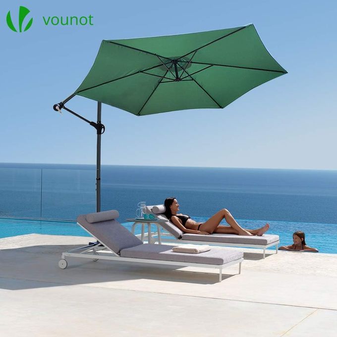 Slide  #1 Parasol excentree - 3M - Plage - Jardin - tisu anti UV - manivelle - Vert