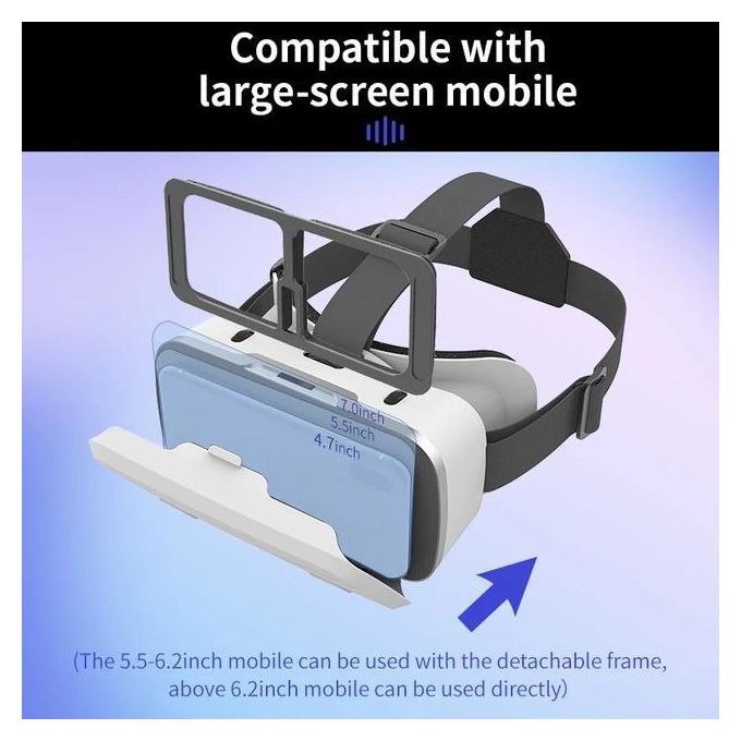 Slide  #1 VR SHINECON Casque de réalité virtuelle clair pour jeux VR et film 3D - Lunettes de protection VR pour téléphone de 4,5 à 7,0 pouces