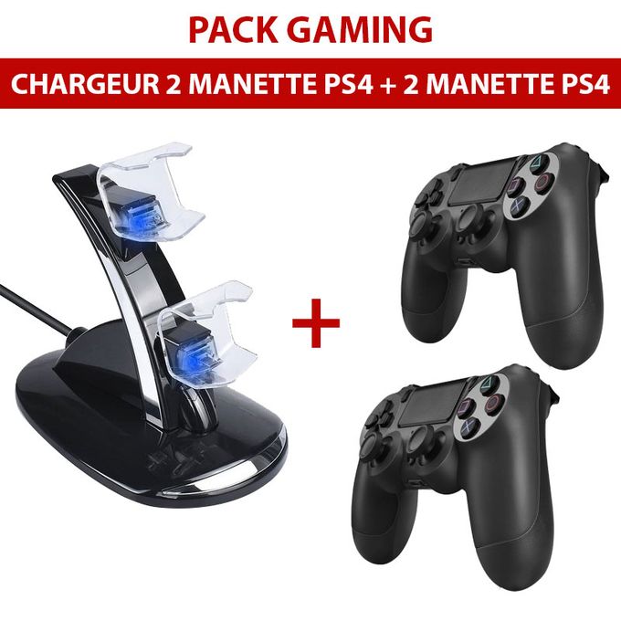 Generic Pack gaming Chargeur 2 Manette ps4 + 2 Manette ps4 à prix