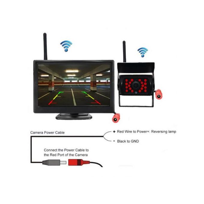 Caméra de recul sans fil, moniteur arrière Lcd de 4,3 pouces +