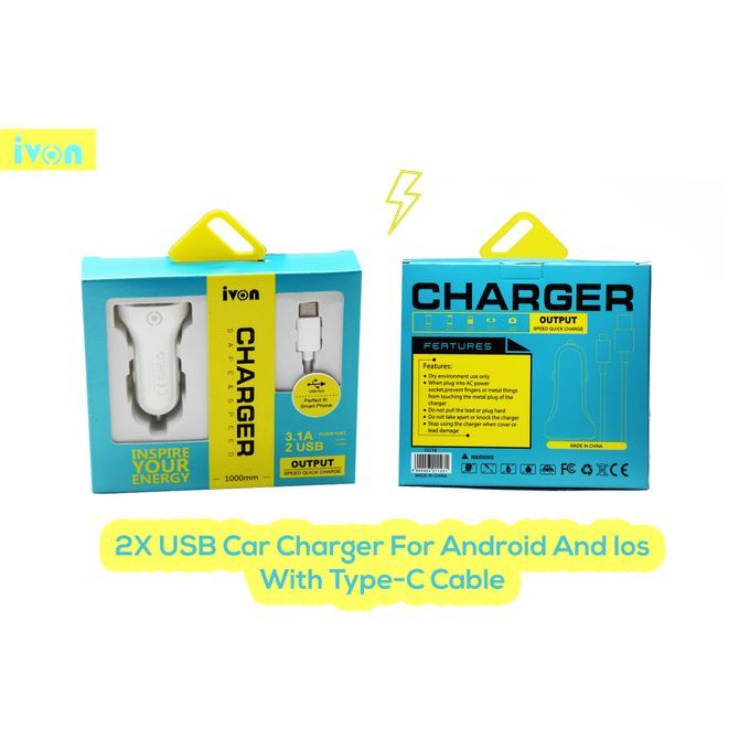 Ivon Car Charger + Cable usb-c image 0