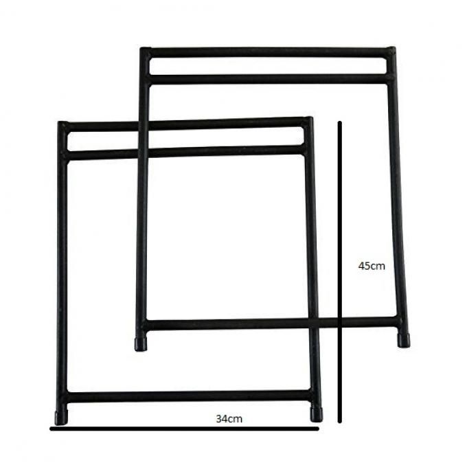 Slide  #4 METABOIS 2 pièces Pieds de table de camping - Acier Noir - L x H(34 x 45)cm