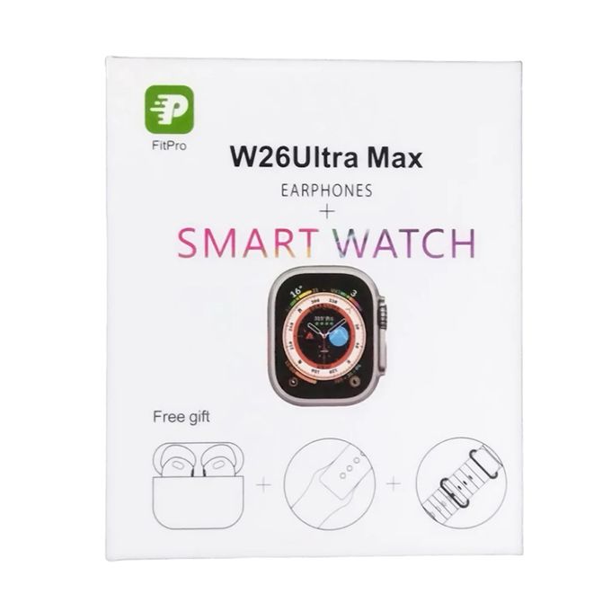 Pack 2en1 W26 Ultra Max - Kit Bluetooth + Smart Watch - Gris image 0