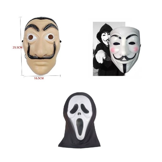 Lot de 3 Masques d'Halloween en forme de V pour la fête/ Scream image 0