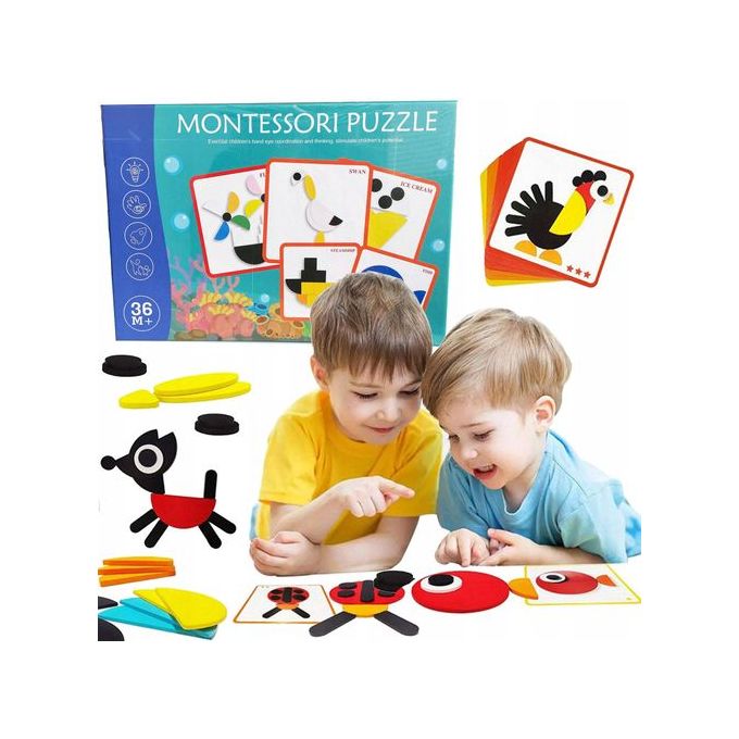 Generic Puzzle en bois coloré, jeu de Puzzle, jouets éducatifs