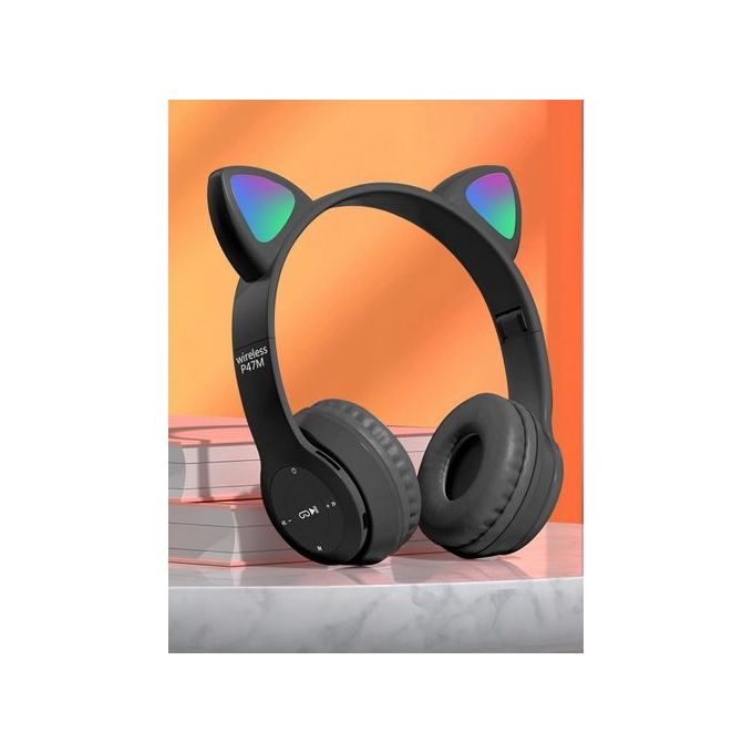 P47 Casque Bluetooth Micro Intégré RGB P47M pour enfants- Bleu