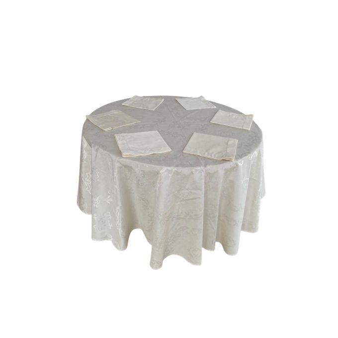 NAPPE MADRAS RONDE 6 COUVERTS + SERVIETTES