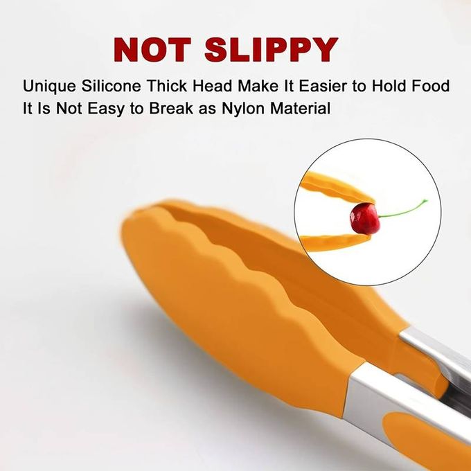 Sans Marque Pince Alimentaire Silicone Acier Inoxydable-Orange à