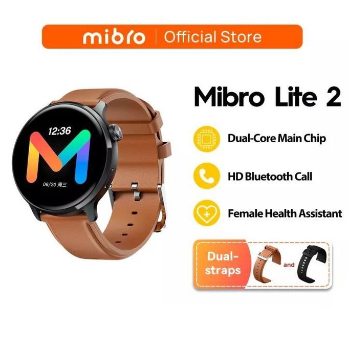 Slide  #1 Mibro Smart Watch - Marron - Double Ceinture cuir + Silicone Garantie 1 An