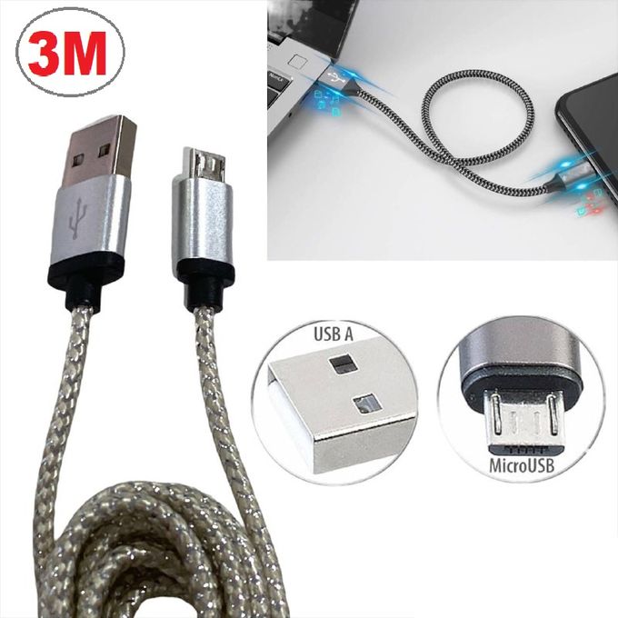 Sans Marque Câble USB Vers Micro USB V8 - 3 mètres à prix pas cher