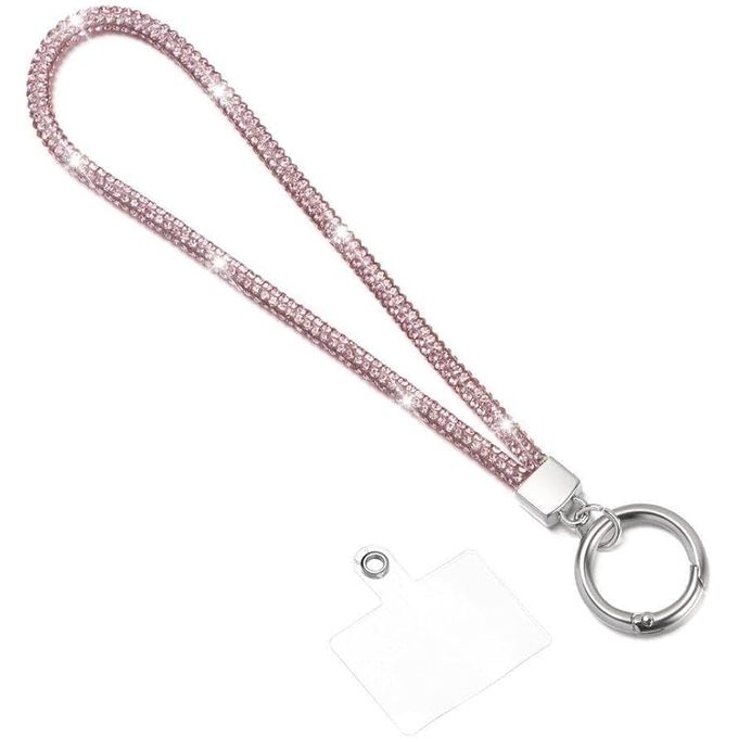 Generic Diamond Crystal Rhinestone Phone Lanyard Glitter Keychain Bling Wrist Straps - rose image 0