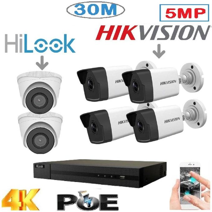 Hikvision Pack 6 Caméra surveillance IP POE - 5MP - 30M + NVR 8 - 4K UP TO 8MP image 0