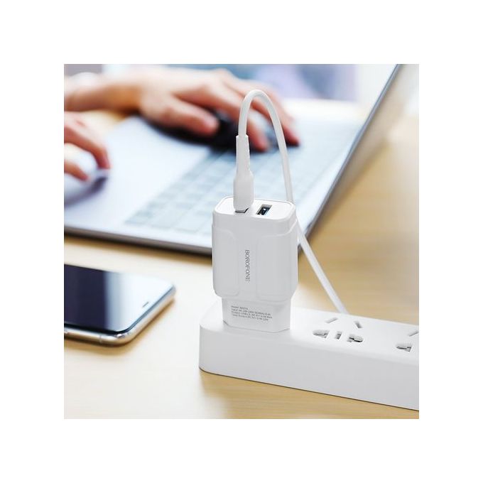 Adaptateur secteur 2.1A USB Borofone blanc (BA20A)